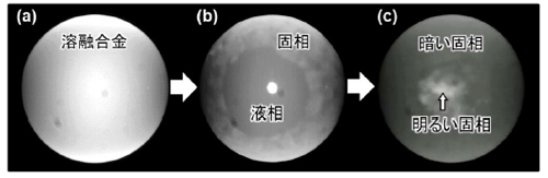 浮遊した溶融モシブチック合金の凝固過程のその場観察
